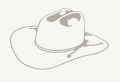 Small line drawing of a cowboy hat used as a section divider